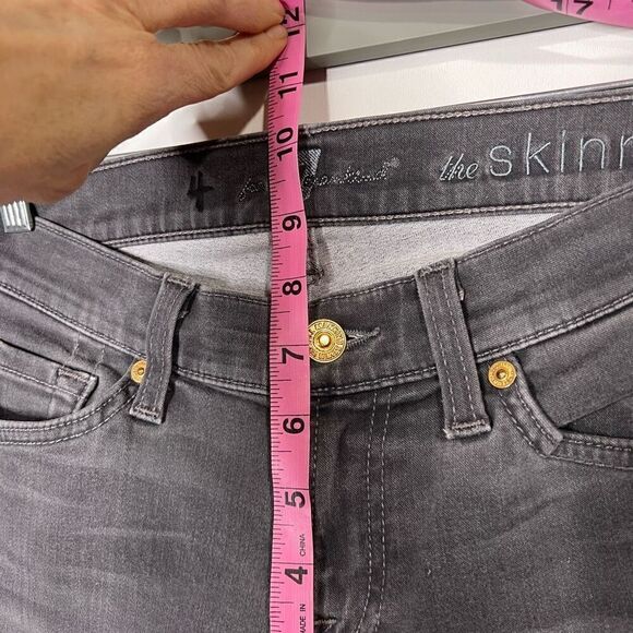 7 For All Mankind Black Gray Skinny Jeans Ankle Zippers - Picture 5 of 10